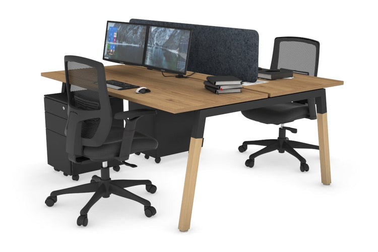Quadro A Leg 2 Person Office Workstations - Wood Leg Cross Beam [1800L x 700W] Jasonl black leg salvage oak dark grey echo panel (400H x 1600W)