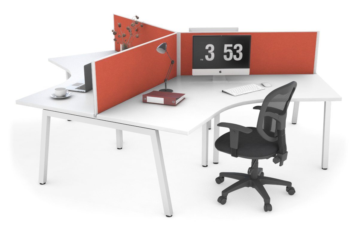 Quadro A Leg 3 Person 120 Degree Office Workstations Jasonl white leg orange squash (500H x 1200W) 