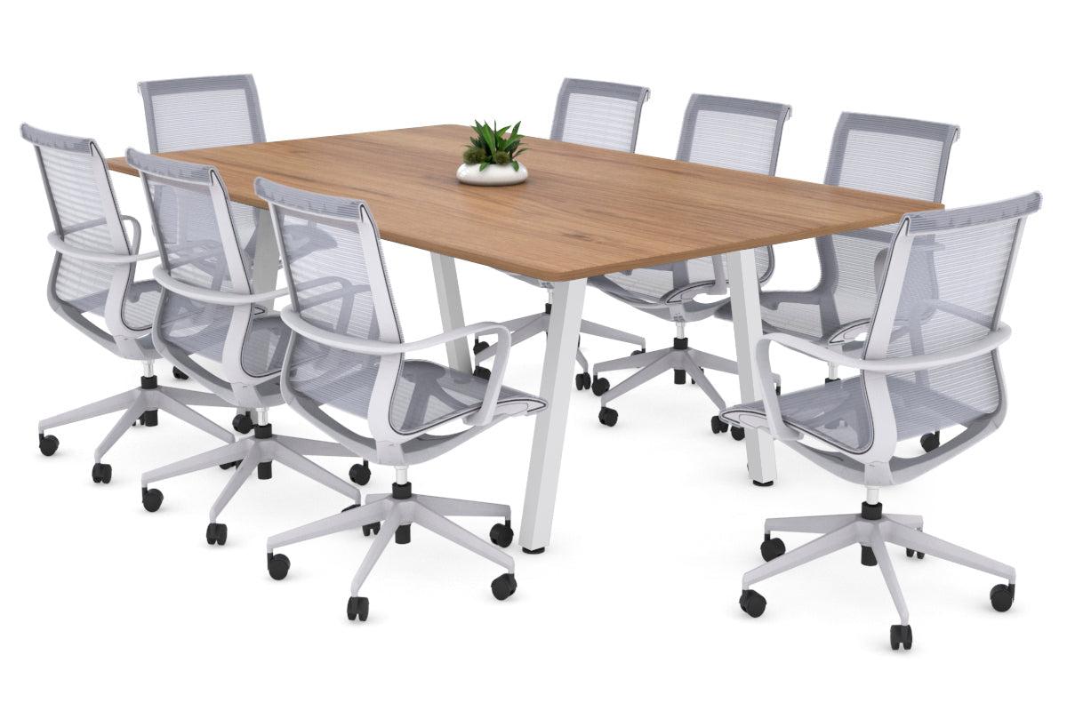 Quadro A Leg Modern Boardroom Table - Rounded Corners [1800L x 1100W] Jasonl white leg salvage oak 