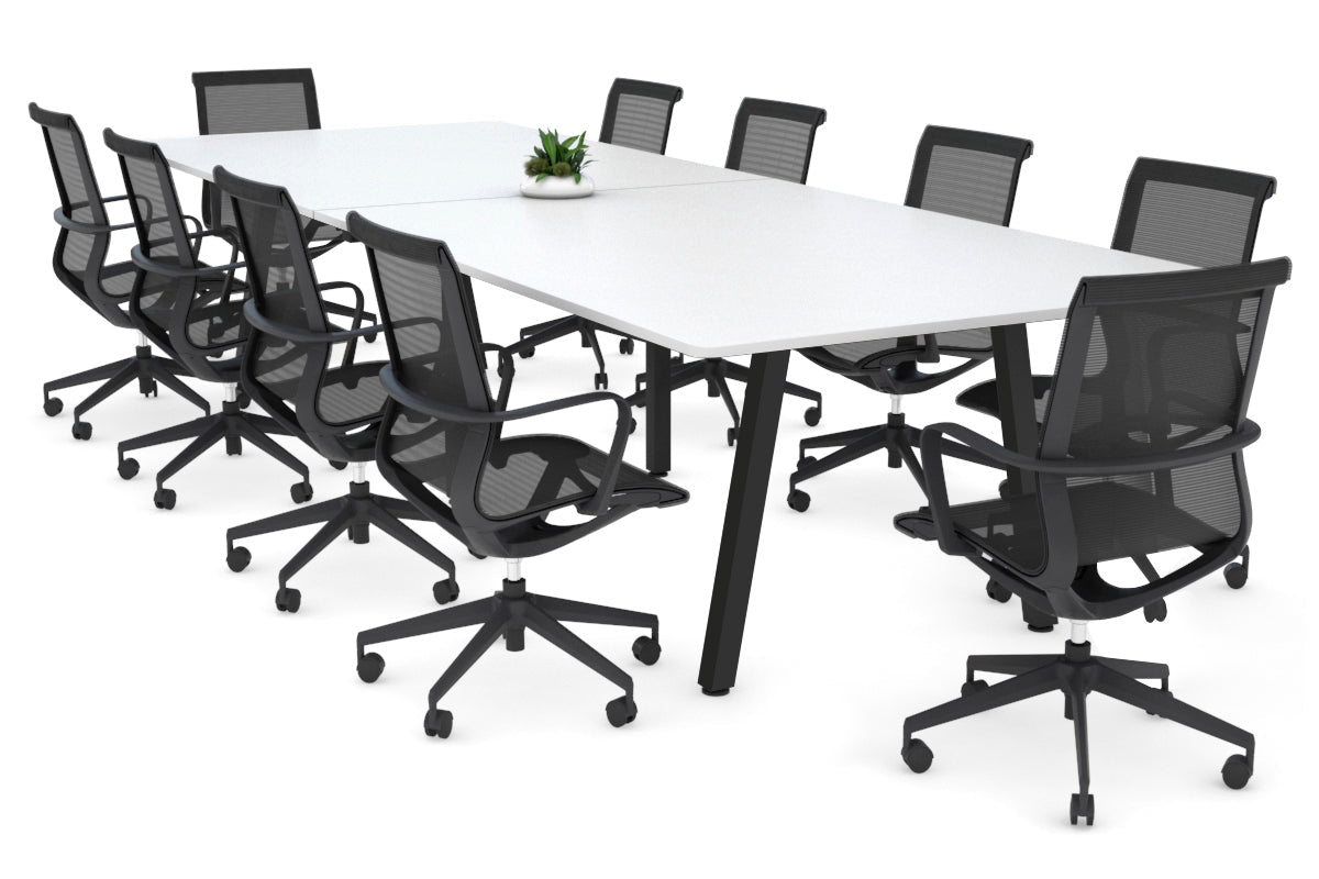 Quadro A Leg Modern Boardroom Table - Rounded Corners [3200L x 1100W] Jasonl black leg white 