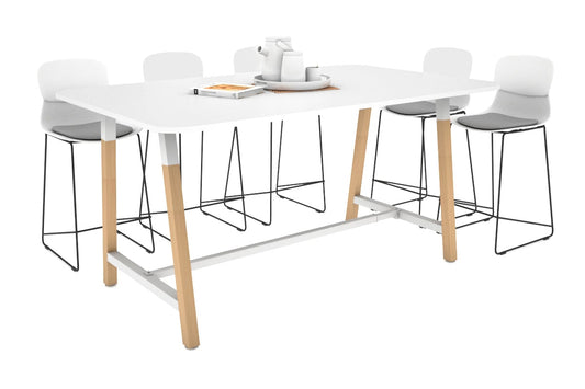 Quadro A Legs Counter Table with Radius Corners - Wood Legs Cross Beam [1800L x 1100W] Jasonl white leg white none