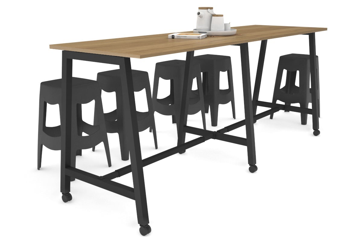 Quadro A Legs Large Counter Table [2400L x 700W] Jasonl black leg salvage oak wheels