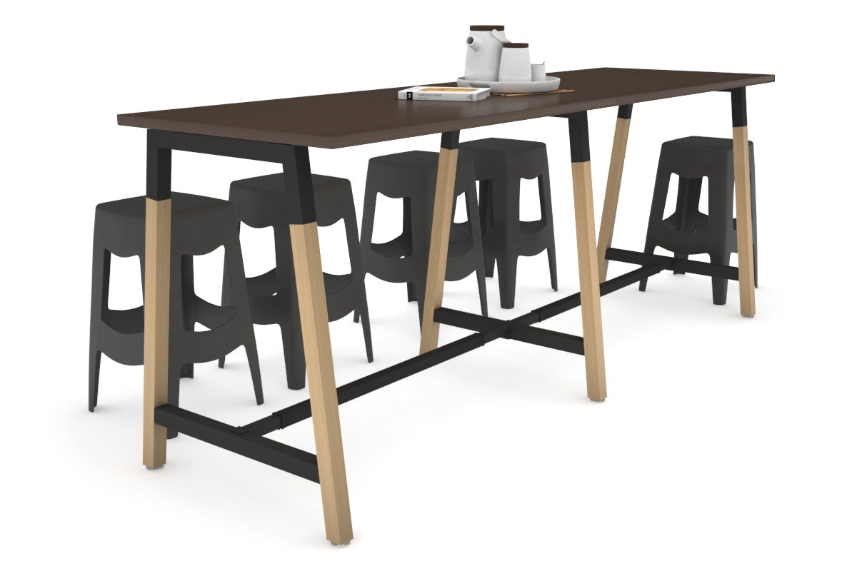 Quadro A Legs Large Counter Table - Wood Legs Cross Beam [2400L x 700W] Jasonl black leg wenge none