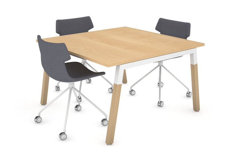 Quadro A Legs Modern Boardroom Table - Wood Leg Cross Beam [1200L x 1200W] Jasonl white leg maple 