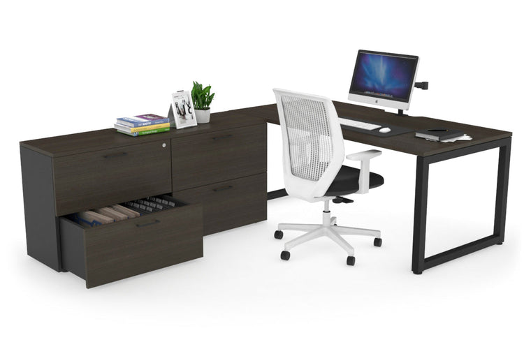 Quadro Loop Executive Setting - Black Frame [1800L x 800W with Cable Scallop] Jasonl dark oak none 4 drawer lateral filing cabinet