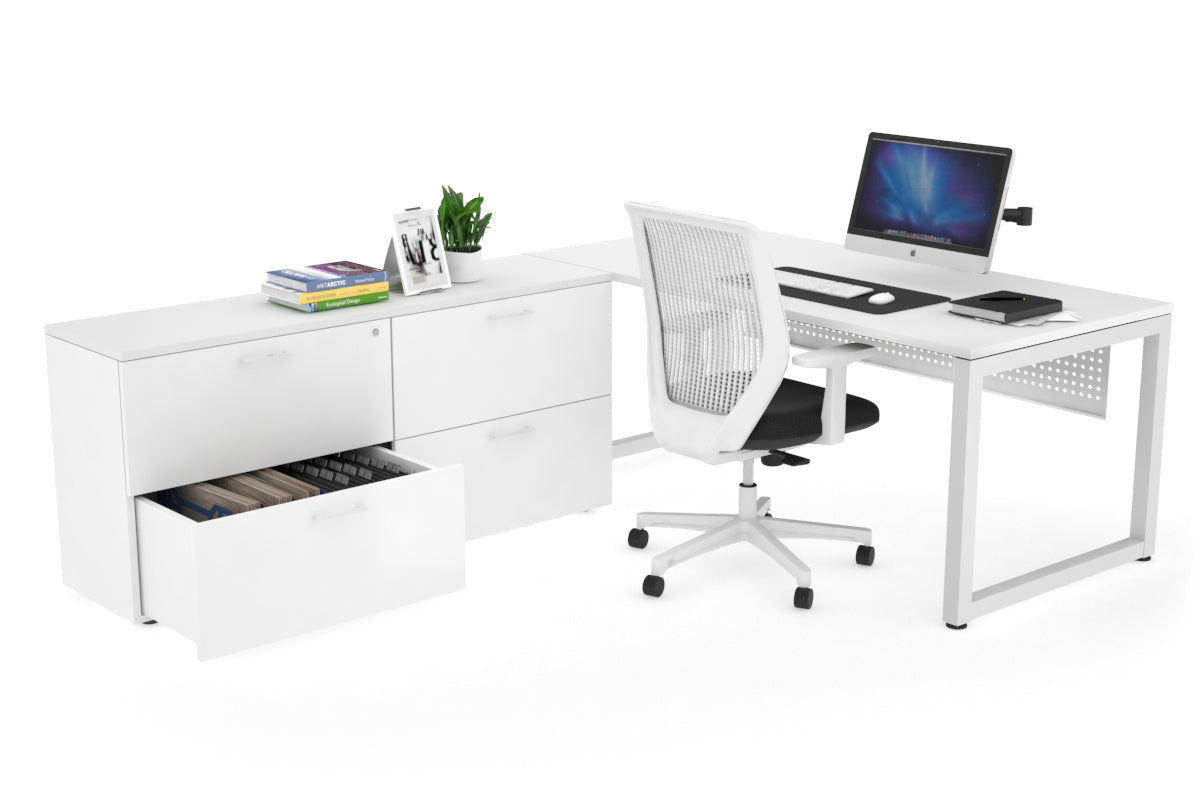 Quadro Loop Executive Setting - White Frame [1600L x 700W] Jasonl white white modesty 4 drawer lateral filing cabinet