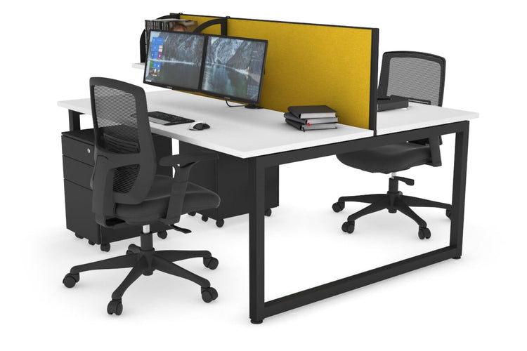 Quadro Loop Leg 2 Person Office Workstations [1200L x 700W] Jasonl black leg white mustard yellow (500H x 1200W)