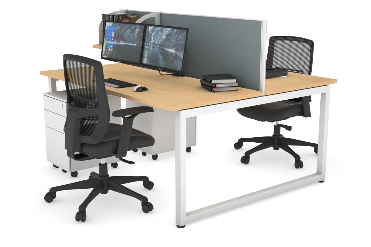 Quadro Loop Leg 2 Person Office Workstations [1200L x 700W] Jasonl white leg maple cool grey (500H x 1200W)