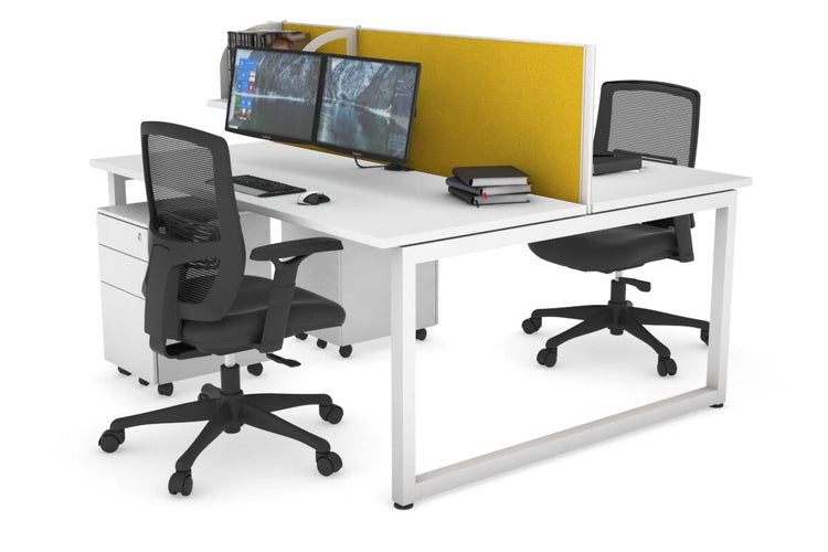 Quadro Loop Leg 2 Person Office Workstations [1200L x 700W] Jasonl white leg white mustard yellow (500H x 1200W)