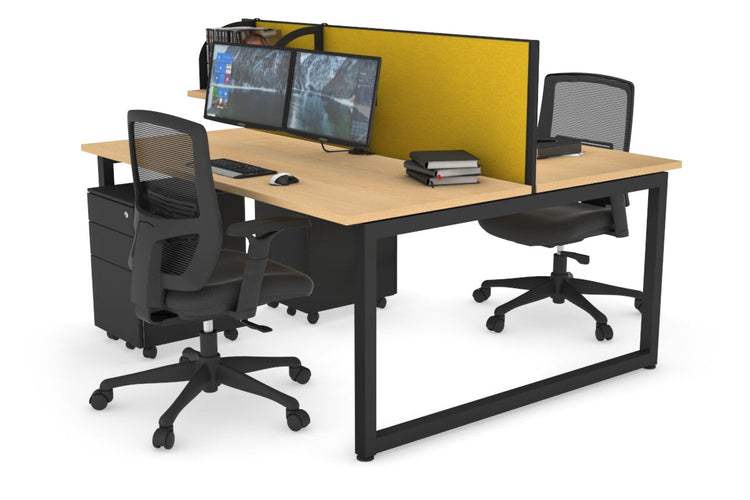 Quadro Loop Leg 2 Person Office Workstations [1200L x 700W] Jasonl black leg maple mustard yellow (500H x 1200W)