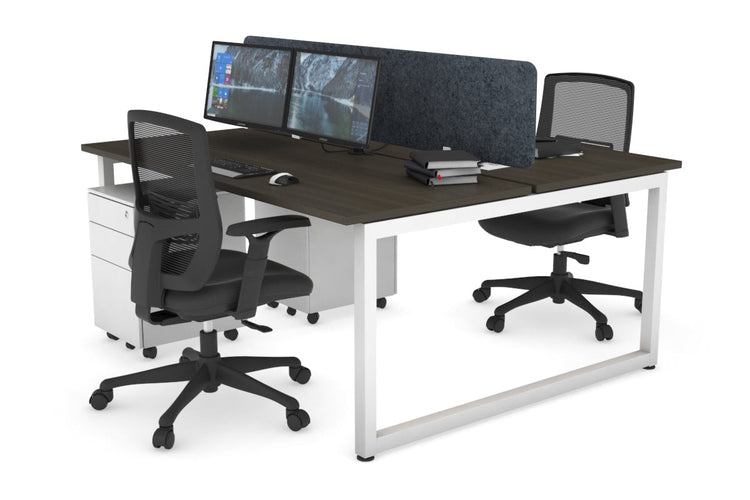 Quadro Loop Leg 2 Person Office Workstations [1200L x 700W] Jasonl white leg dark oak dark grey echo panel (400H x 1200W)