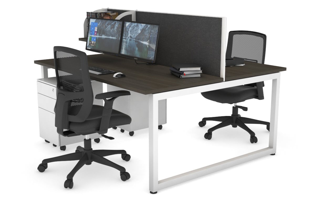 Quadro Loop Leg 2 Person Office Workstations [1200L x 700W] Jasonl white leg dark oak moody charcoal (500H x 1200W)