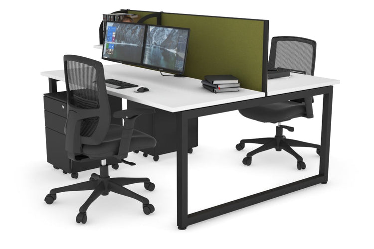 Quadro Loop Leg 2 Person Office Workstations [1200L x 700W] Jasonl black leg white green moss (500H x 1200W)