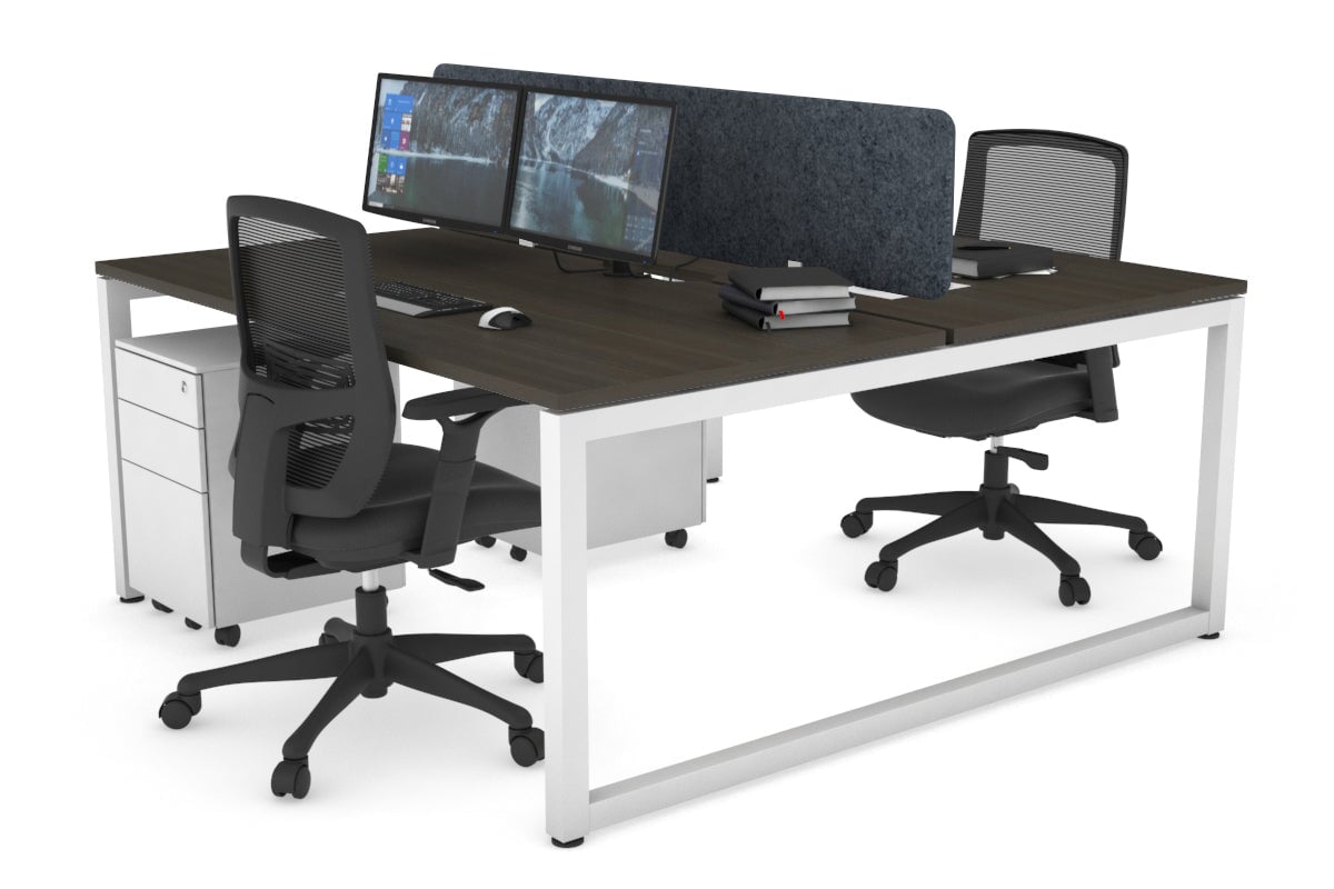 Quadro Loop Leg 2 Person Office Workstations [1200L x 800W with Cable Scallop] Jasonl white leg dark oak dark grey echo panel (400H x 1200W)