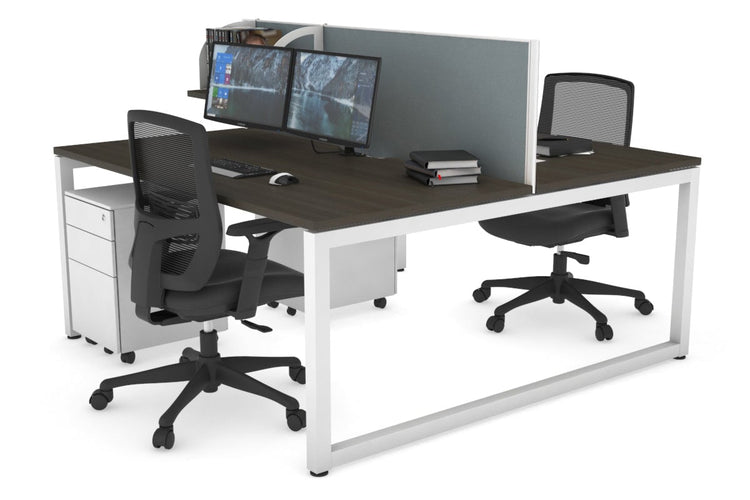 Quadro Loop Leg 2 Person Office Workstations [1200L x 800W with Cable Scallop] Jasonl white leg dark oak cool grey (500H x 1200W)