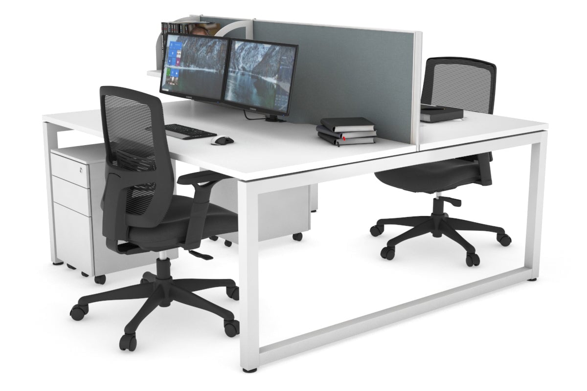 Quadro Loop Leg 2 Person Office Workstations [1200L x 800W with Cable Scallop] Jasonl white leg white cool grey (500H x 1200W)