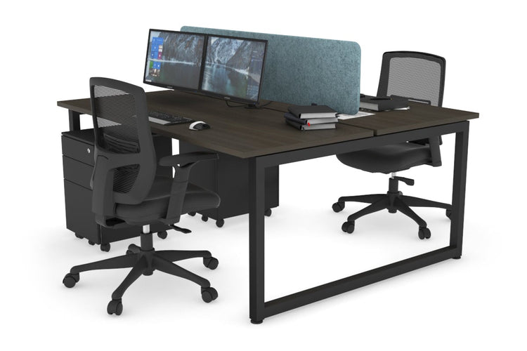Quadro Loop Leg 2 Person Office Workstations [1400L x 700W] Jasonl black leg dark oak blue echo panel (400H x 1200W)