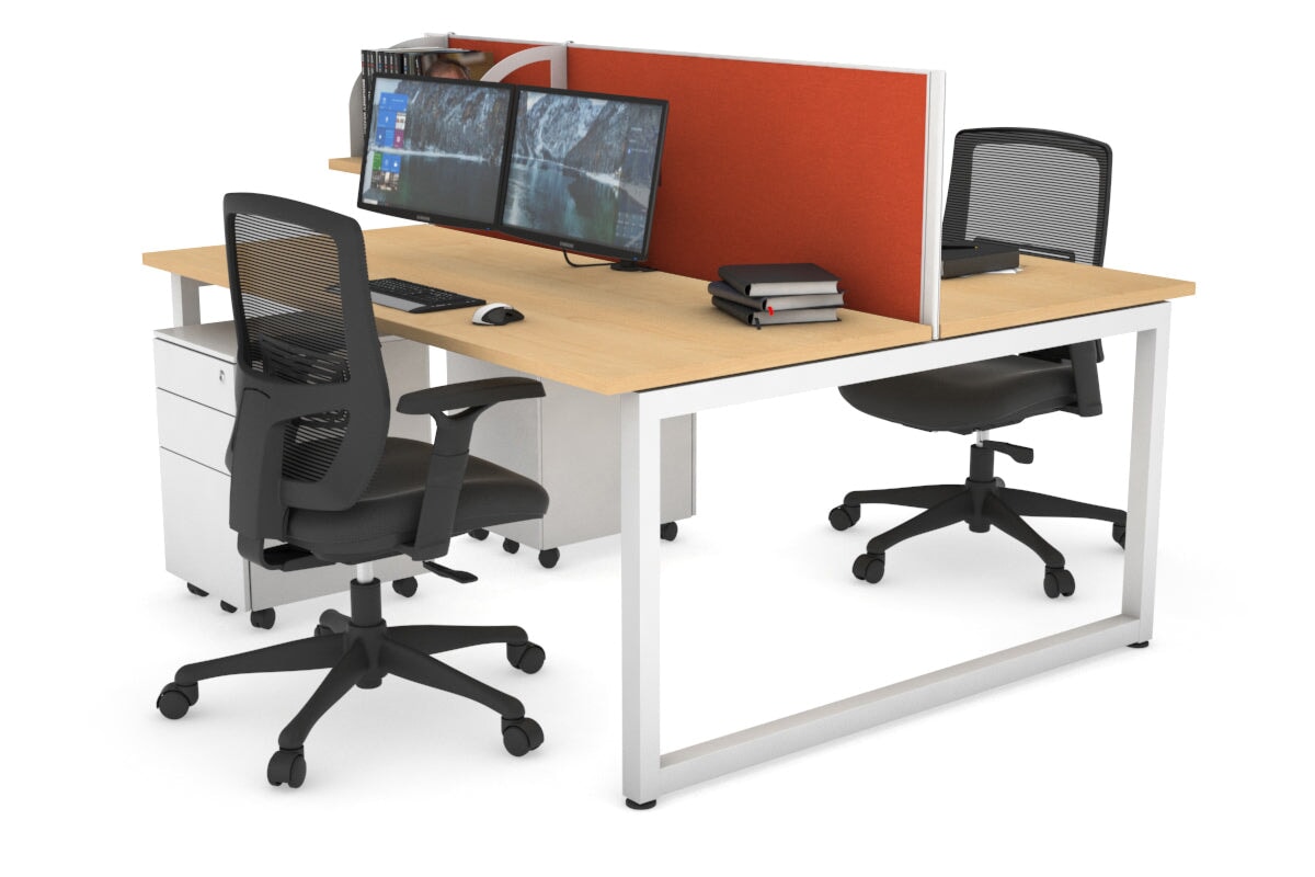 Quadro Loop Leg 2 Person Office Workstations [1400L x 700W] Jasonl white leg maple orange squash (500H x 1400W)