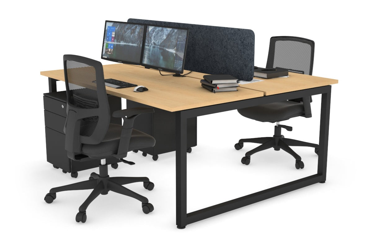 Quadro Loop Leg 2 Person Office Workstations [1400L x 700W] Jasonl black leg maple dark grey echo panel (400H x 1200W)