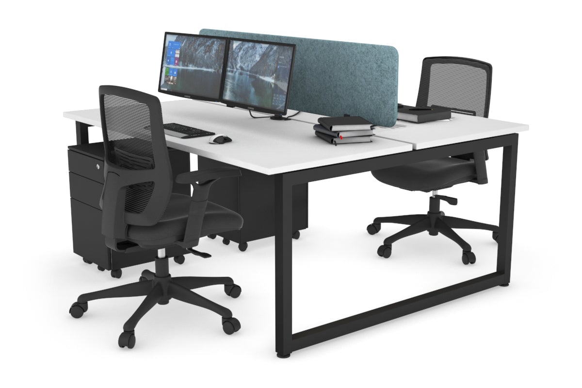 Quadro Loop Leg 2 Person Office Workstations [1400L x 700W] Jasonl black leg white blue echo panel (400H x 1200W)