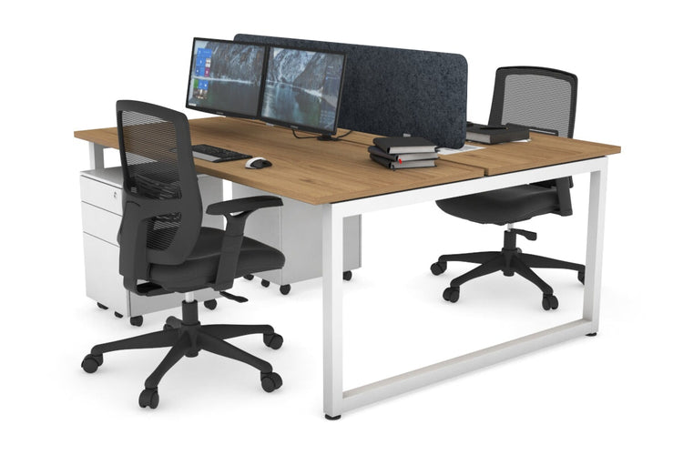 Quadro Loop Leg 2 Person Office Workstations [1400L x 700W] Jasonl white leg salvage oak dark grey echo panel (400H x 1200W)
