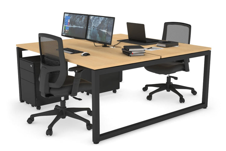 Quadro Loop Leg 2 Person Office Workstations [1400L x 800W with Cable Scallop] Jasonl black leg maple none