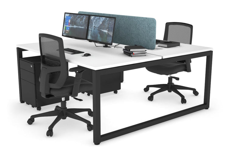 Quadro Loop Leg 2 Person Office Workstations [1400L x 800W with Cable Scallop] Jasonl black leg white blue echo panel (400H x 1200W)