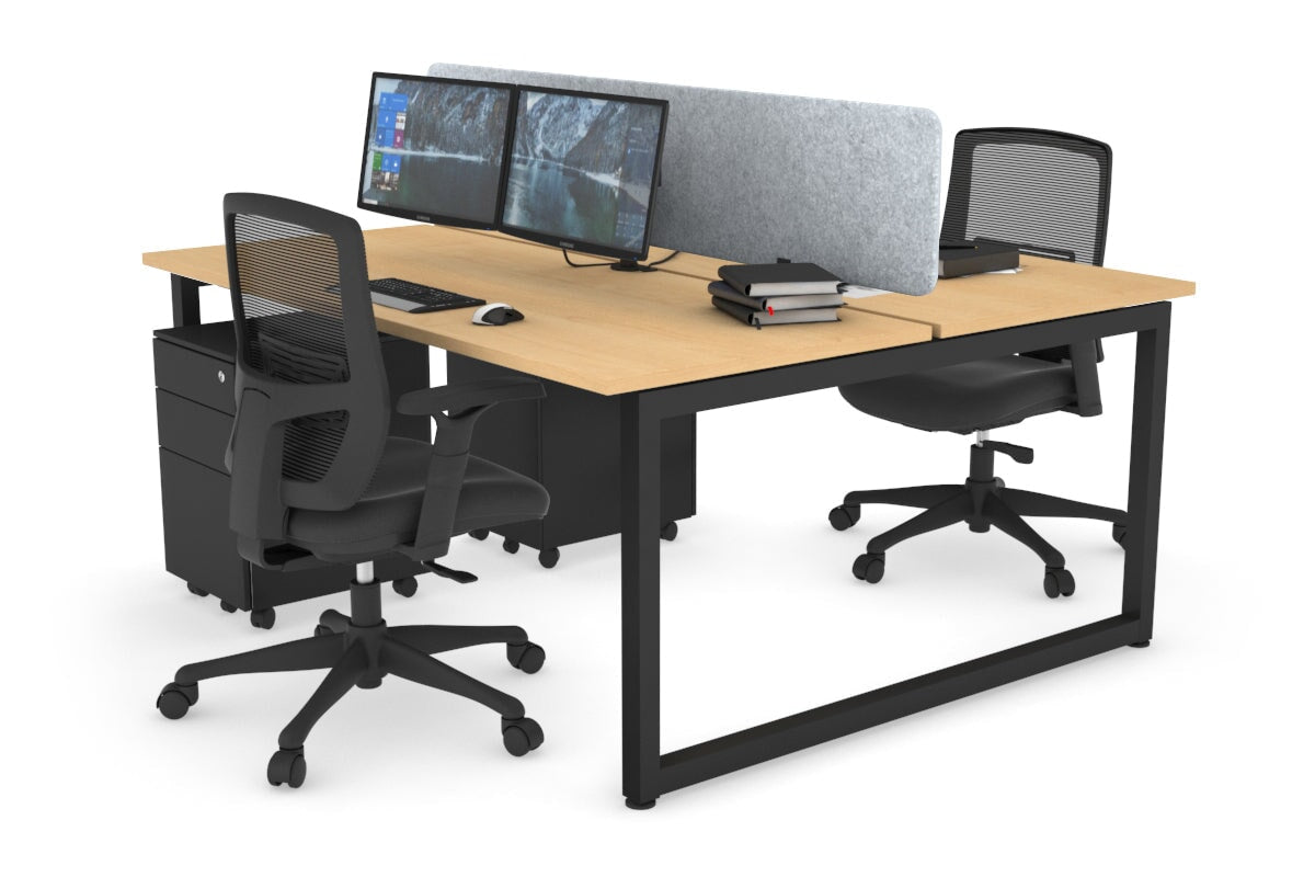 Quadro Loop Leg 2 Person Office Workstations [1600L x 700W] Jasonl black leg maple light grey echo panel (400H x 1600W)