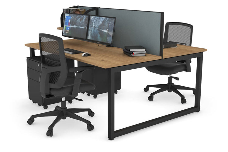 Quadro Loop Leg 2 Person Office Workstations [1600L x 700W] Jasonl black leg salvage oak cool grey (500H x 1600W)