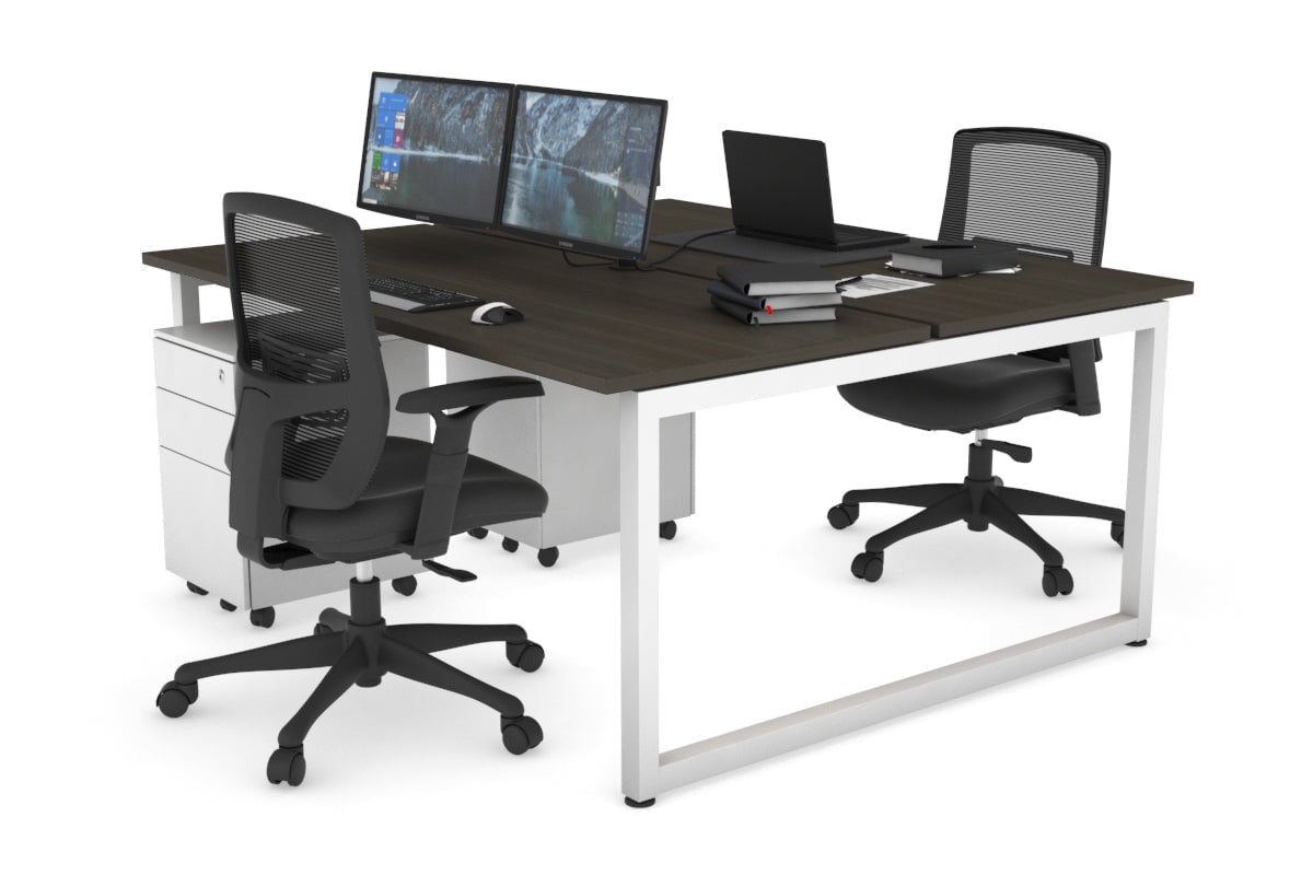 Quadro Loop Leg 2 Person Office Workstations [1600L x 700W] Jasonl white leg dark oak none