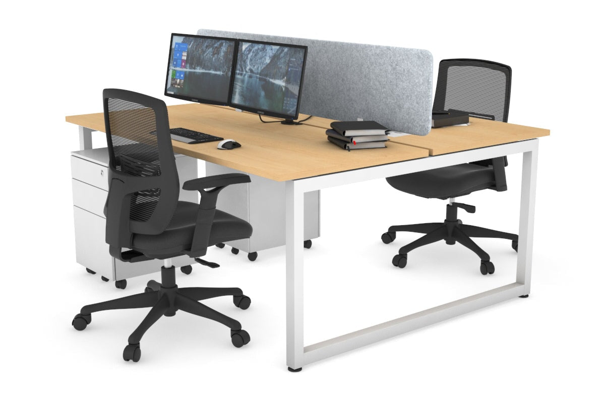 Quadro Loop Leg 2 Person Office Workstations [1600L x 700W] Jasonl white leg maple light grey echo panel (400H x 1600W)