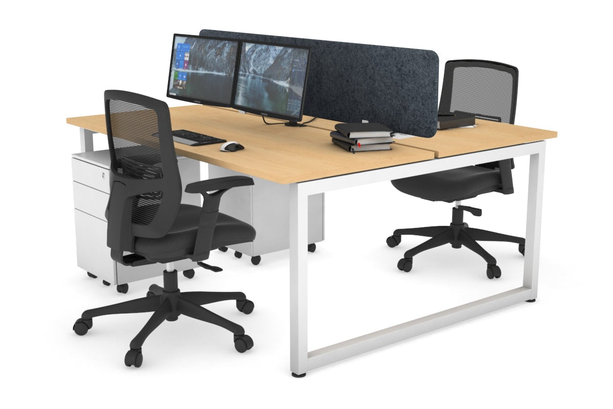 Quadro Loop Leg 2 Person Office Workstations [1600L x 700W] Jasonl white leg maple dark grey echo panel (400H x 1600W)