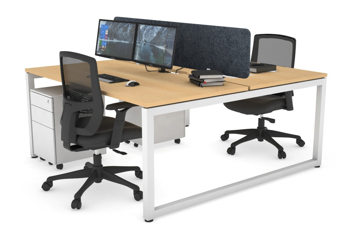 Quadro Loop Leg 2 Person Office Workstations [1600L x 800W with Cable Scallop] Jasonl white leg maple dark grey echo panel (400H x 1600W)