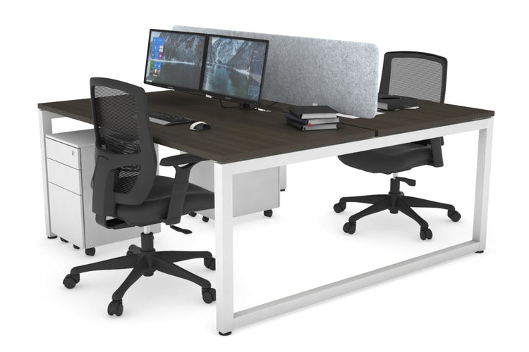 Quadro Loop Leg 2 Person Office Workstations [1600L x 800W with Cable Scallop] Jasonl white leg dark oak light grey echo panel (400H x 1600W)