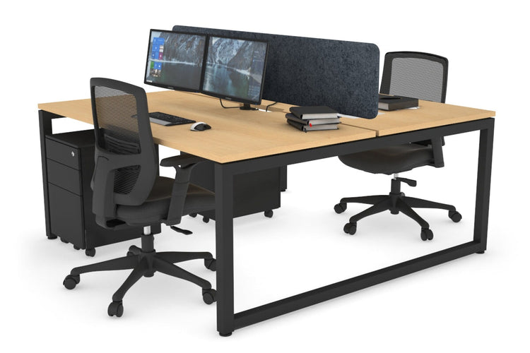 Quadro Loop Leg 2 Person Office Workstations [1600L x 800W with Cable Scallop] Jasonl black leg maple dark grey echo panel (400H x 1600W)