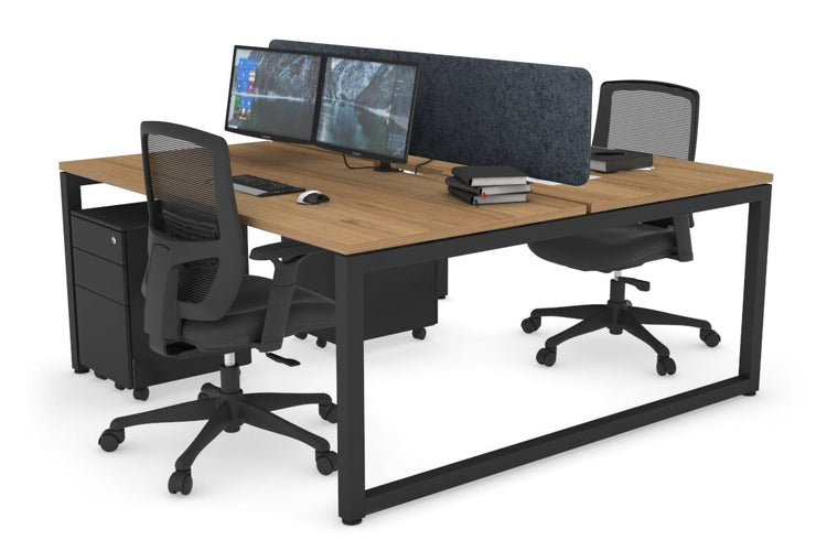 Quadro Loop Leg 2 Person Office Workstations [1600L x 800W with Cable Scallop] Jasonl black leg salvage oak dark grey echo panel (400H x 1600W)