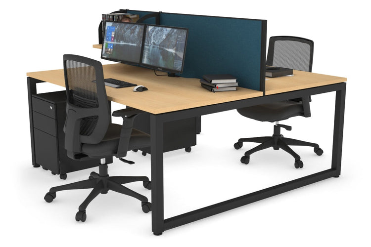 Quadro Loop Leg 2 Person Office Workstations [1600L x 800W with Cable Scallop] Jasonl black leg maple deep blue (500H x 1600W)
