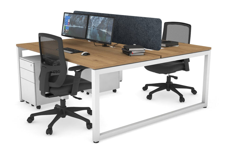 Quadro Loop Leg 2 Person Office Workstations [1600L x 800W with Cable Scallop] Jasonl white leg salvage oak dark grey echo panel (400H x 1600W)