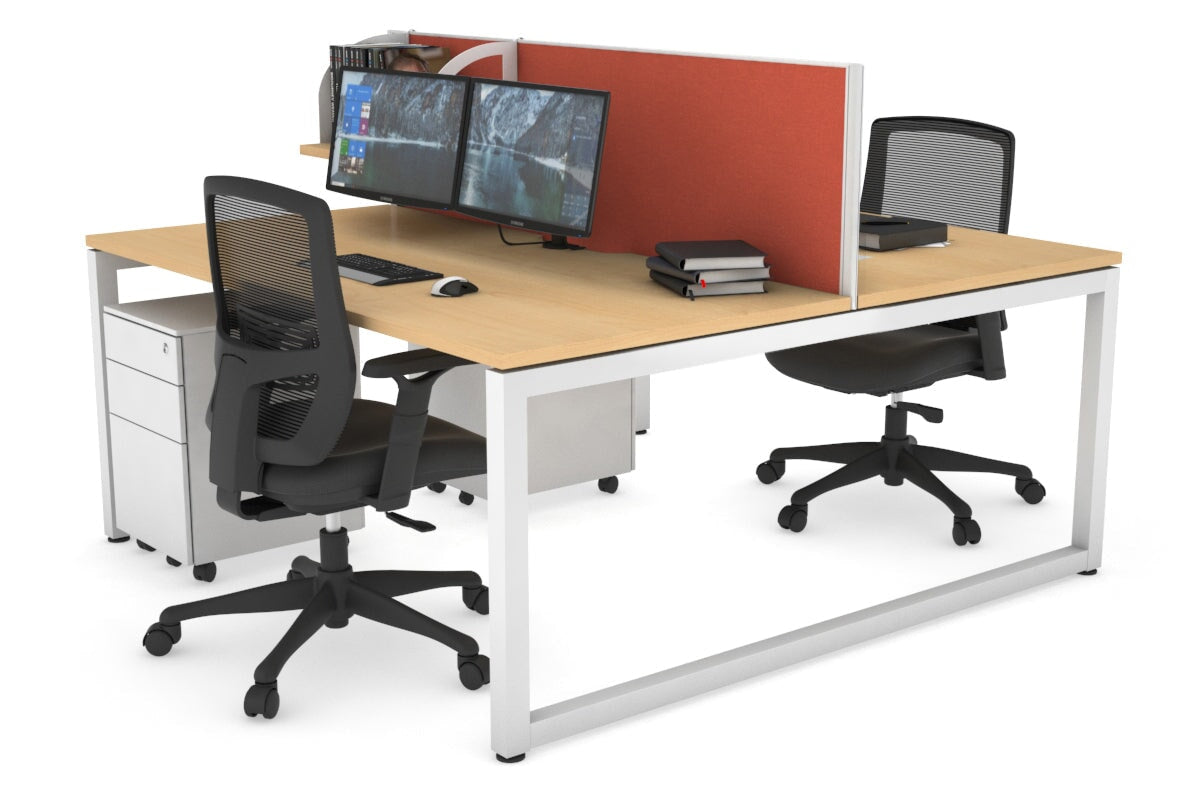 Quadro Loop Leg 2 Person Office Workstations [1600L x 800W with Cable Scallop] Jasonl white leg maple orange squash (500H x 1600W)