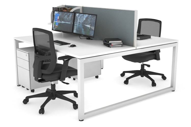 Quadro Loop Leg 2 Person Office Workstations [1600L x 800W with Cable Scallop] Jasonl white leg white cool grey (500H x 1600W)