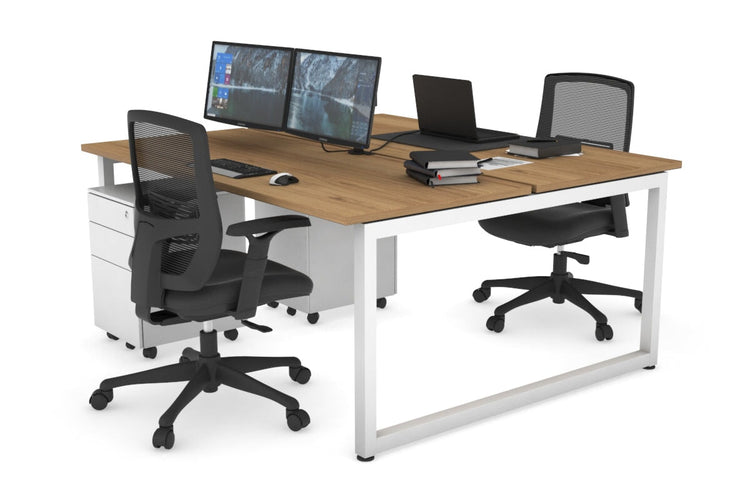 Quadro Loop Leg 2 Person Office Workstations [1800L x 700W] Jasonl white leg salvage oak none
