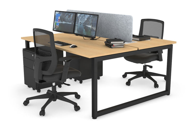 Quadro Loop Leg 2 Person Office Workstations [1800L x 700W] Jasonl black leg maple light grey echo panel (400H x 1600W)