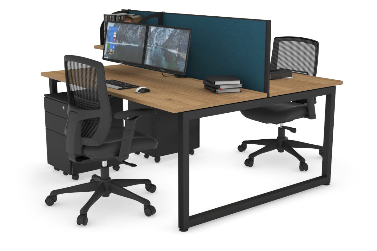 Quadro Loop Leg 2 Person Office Workstations [1800L x 700W] Jasonl black leg salvage oak deep blue (500H x 1800W)