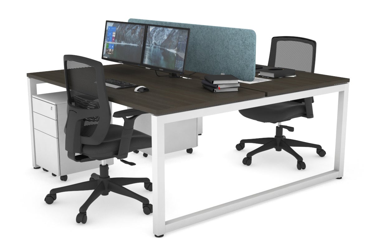 Quadro Loop Leg 2 Person Office Workstations [1800L x 800W with Cable Scallop] Jasonl white leg dark oak blue echo panel (400H x 1600W)