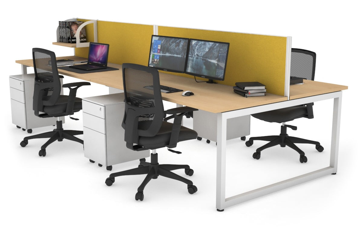 Quadro Loop Leg 4 Person Office Workstations [1200L x 700W] Jasonl white leg maple mustard yellow (500H x 1200W)