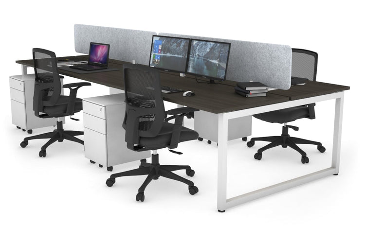 Quadro Loop Leg 4 Person Office Workstations [1200L x 700W] Jasonl white leg dark oak light grey echo panel (400H x 1200W)