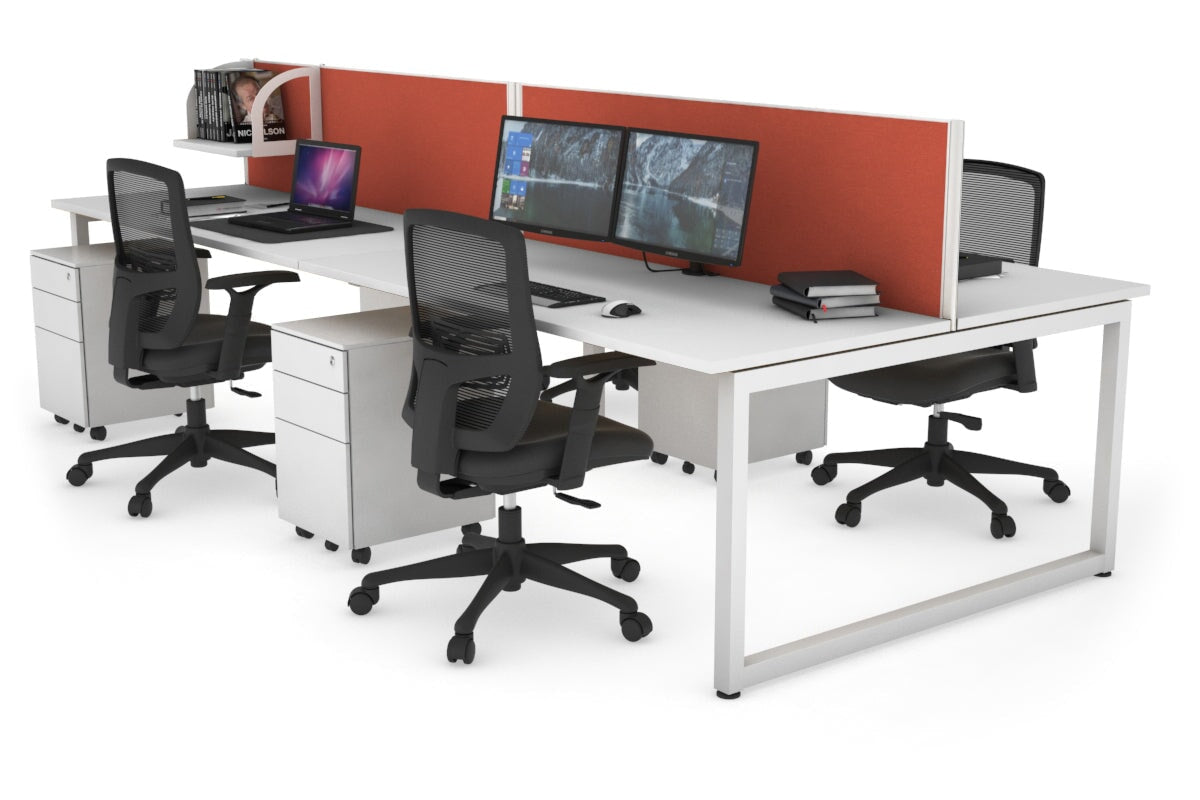 Quadro Loop Leg 4 Person Office Workstations [1200L x 700W] Jasonl white leg white orange squash (500H x 1200W)