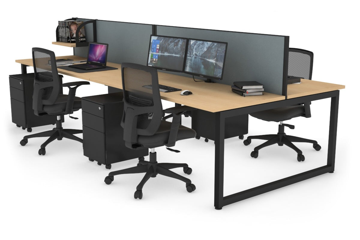Quadro Loop Leg 4 Person Office Workstations [1200L x 700W] Jasonl black leg maple cool grey (500H x 1200W)