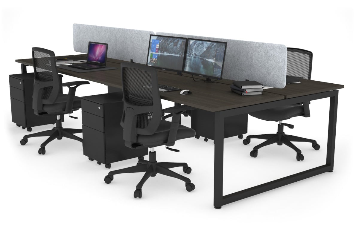Quadro Loop Leg 4 Person Office Workstations [1200L x 700W] Jasonl black leg dark oak light grey echo panel (400H x 1200W)