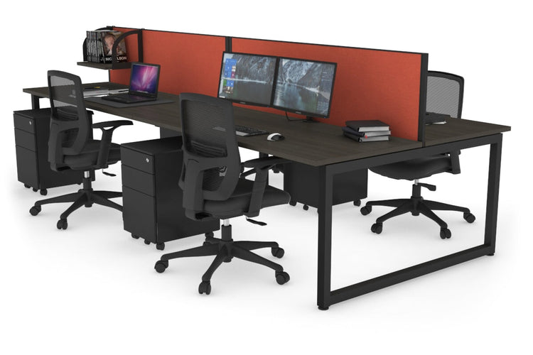 Quadro Loop Leg 4 Person Office Workstations [1200L x 700W] Jasonl black leg dark oak orange squash (500H x 1200W)